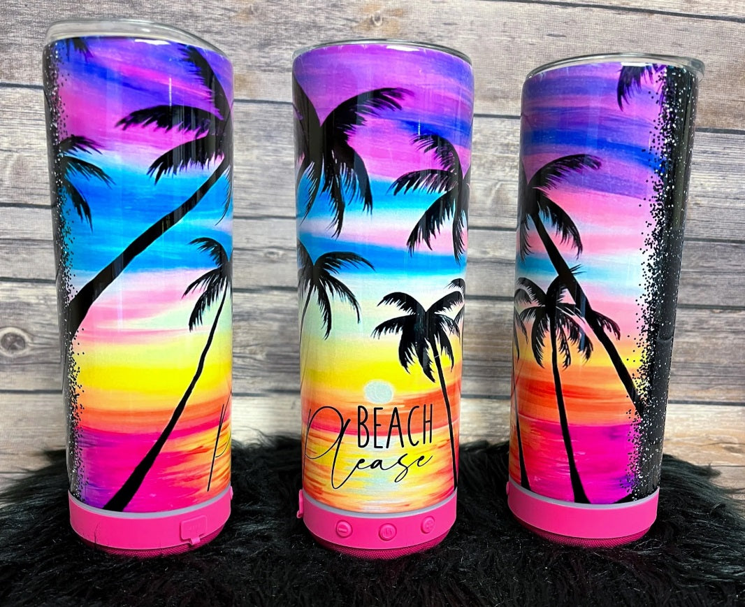 20oz Insulated Tumbler with Bluetooth Speaker - Beach Please