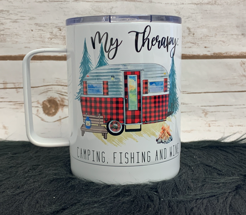 Insulated Steel Mug - Camping is my Therapy