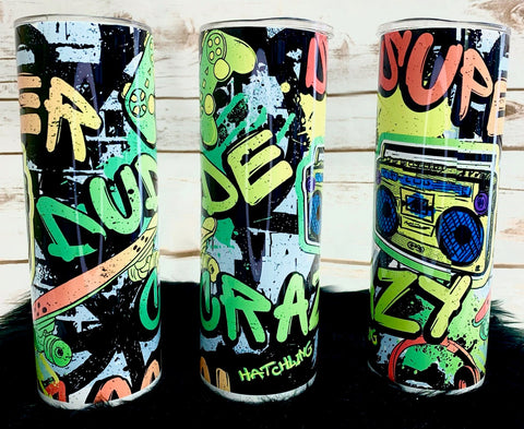 20oz Insulated Tumbler - Graffiti - Yellow Stereo