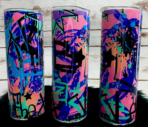 20oz Insulated Tumbler - Graffiti - Purple