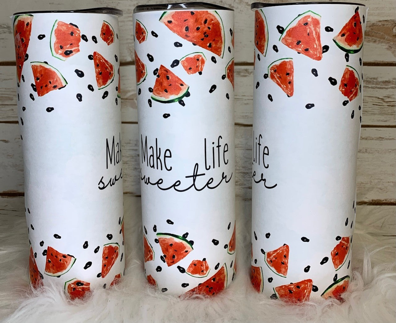 20oz Insulated Tumbler - Make Life Sweeter - Watermelons