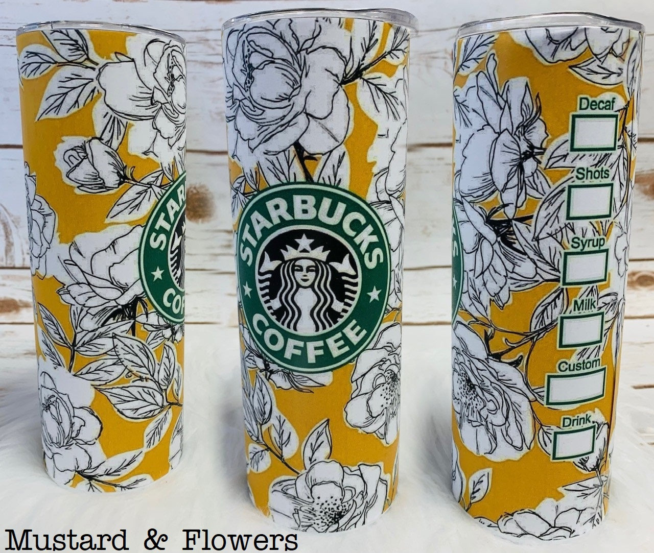 20oz Insulated Tumbler - StarBuck - Yellow Floral
