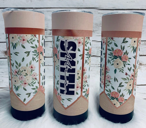 20oz Insulated Tumbler - Teacher Pencil - Floral