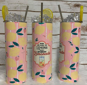 20oz Insulated Tumbler with custom Topper - When Life gives you lemons